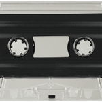 clear cassette tape with black liner