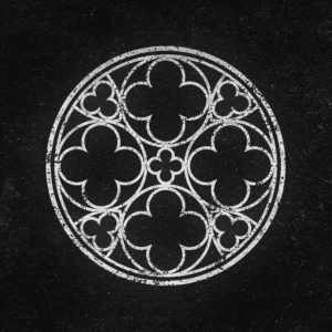 Black and white circular design.
