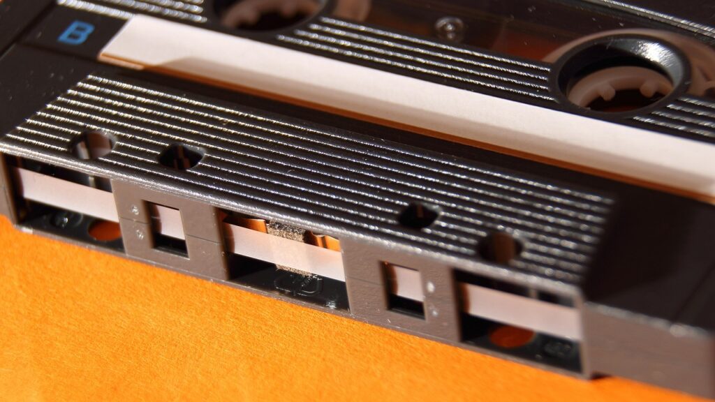 close-up shot of cassette tape