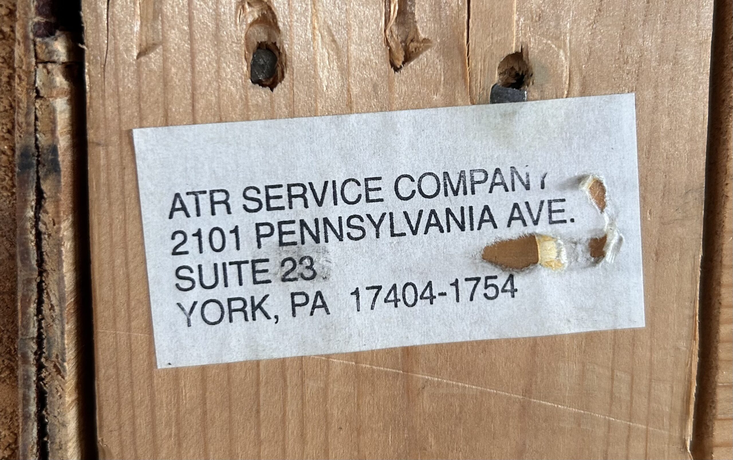 ATR Service Company shipping label